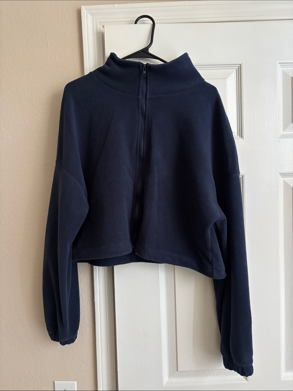 Cropped Navy Half-Zip Pullover